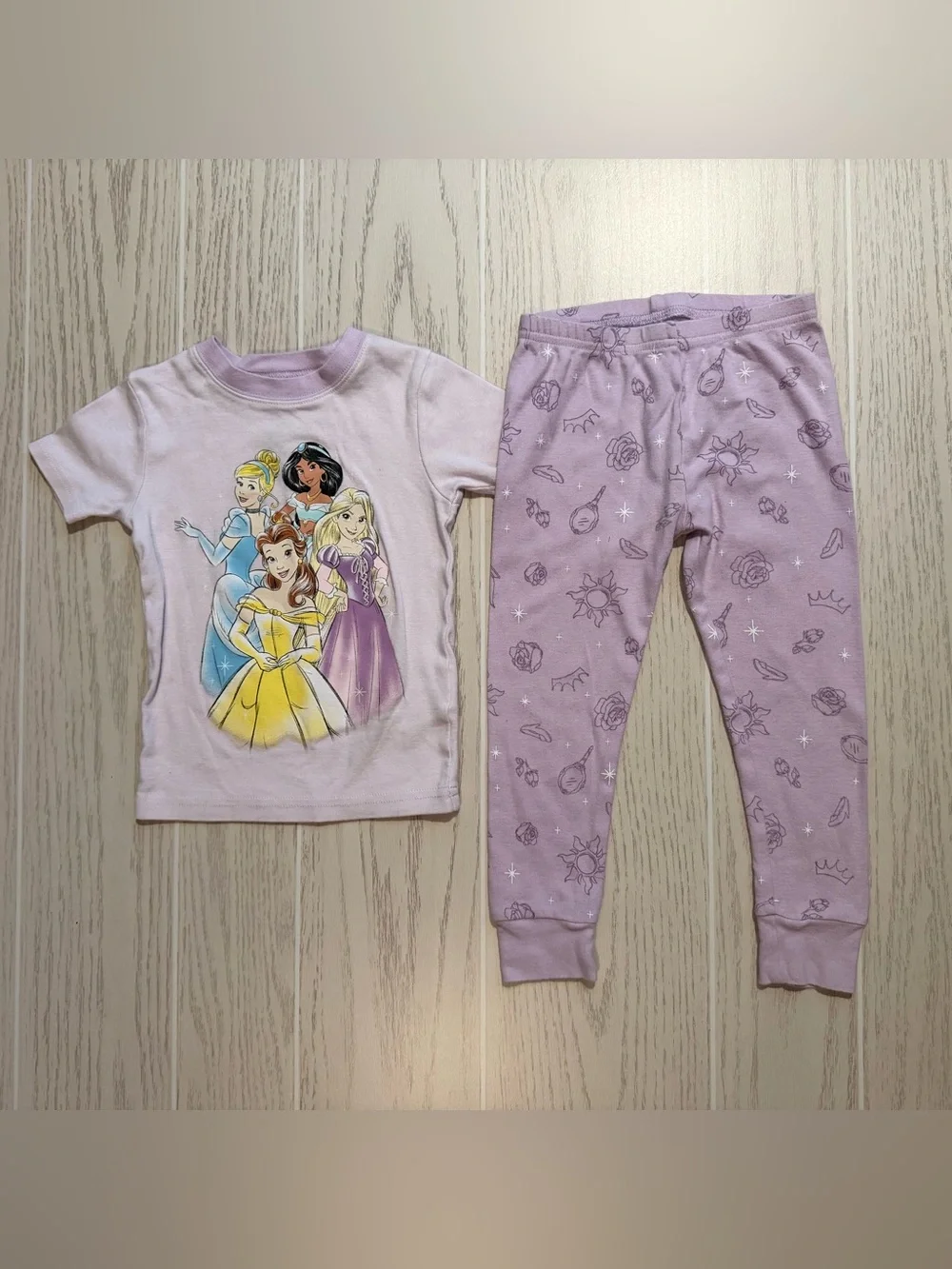 Disney‎ Princess Carter’s Pajama Set 3T Purple Belle Cinderella Rapunzel